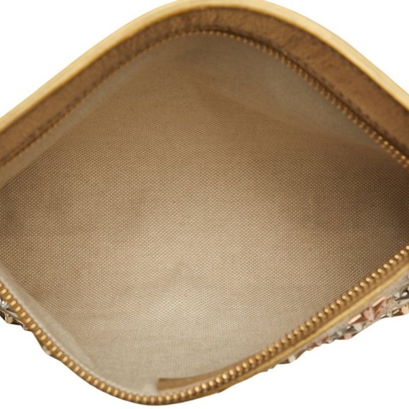 JIMMY CHOO Star Studs Pouch Clutch Bag Second Gold Leather Women's - Picture 6 of 9